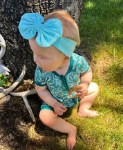 Camo Bamboo Shortie Romper | WR Signature Camo Blue