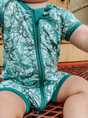 Camo Bamboo Shortie Romper | WR Signature Camo Blue