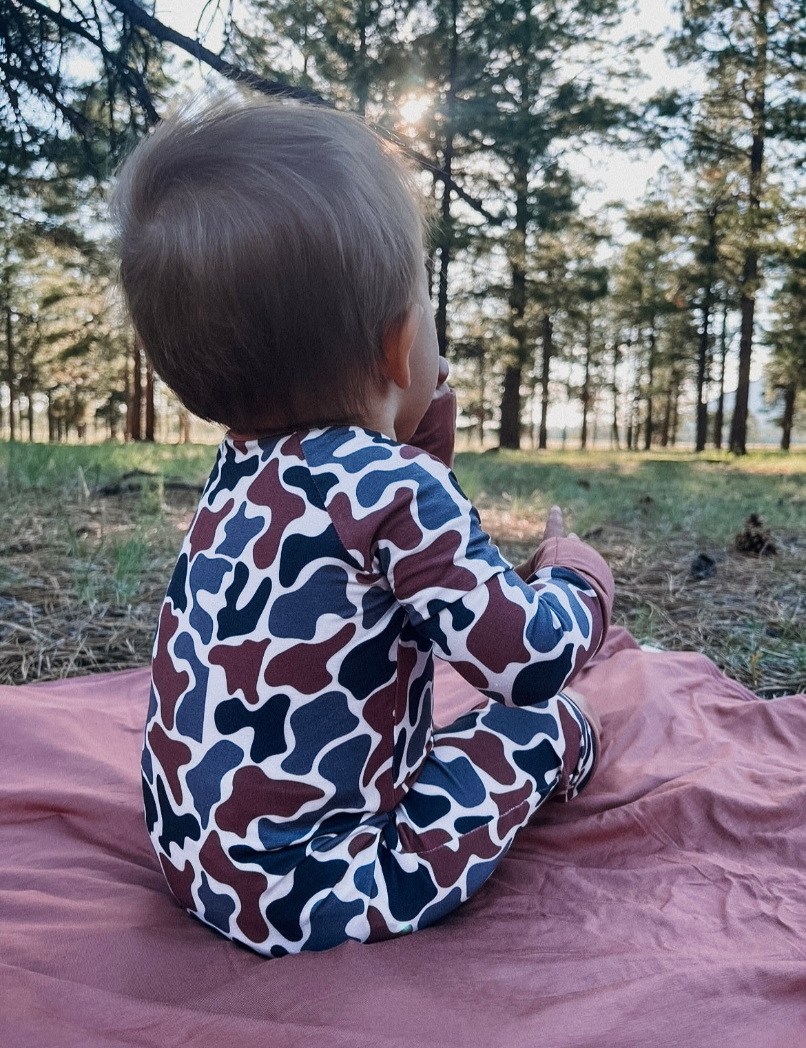 Wild Redz Old School Camo Bamboo Baby Onesie with zipper