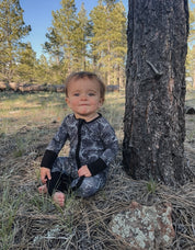 Wild Redz Signature Camo Black Bamboo Baby Onesie with zipper