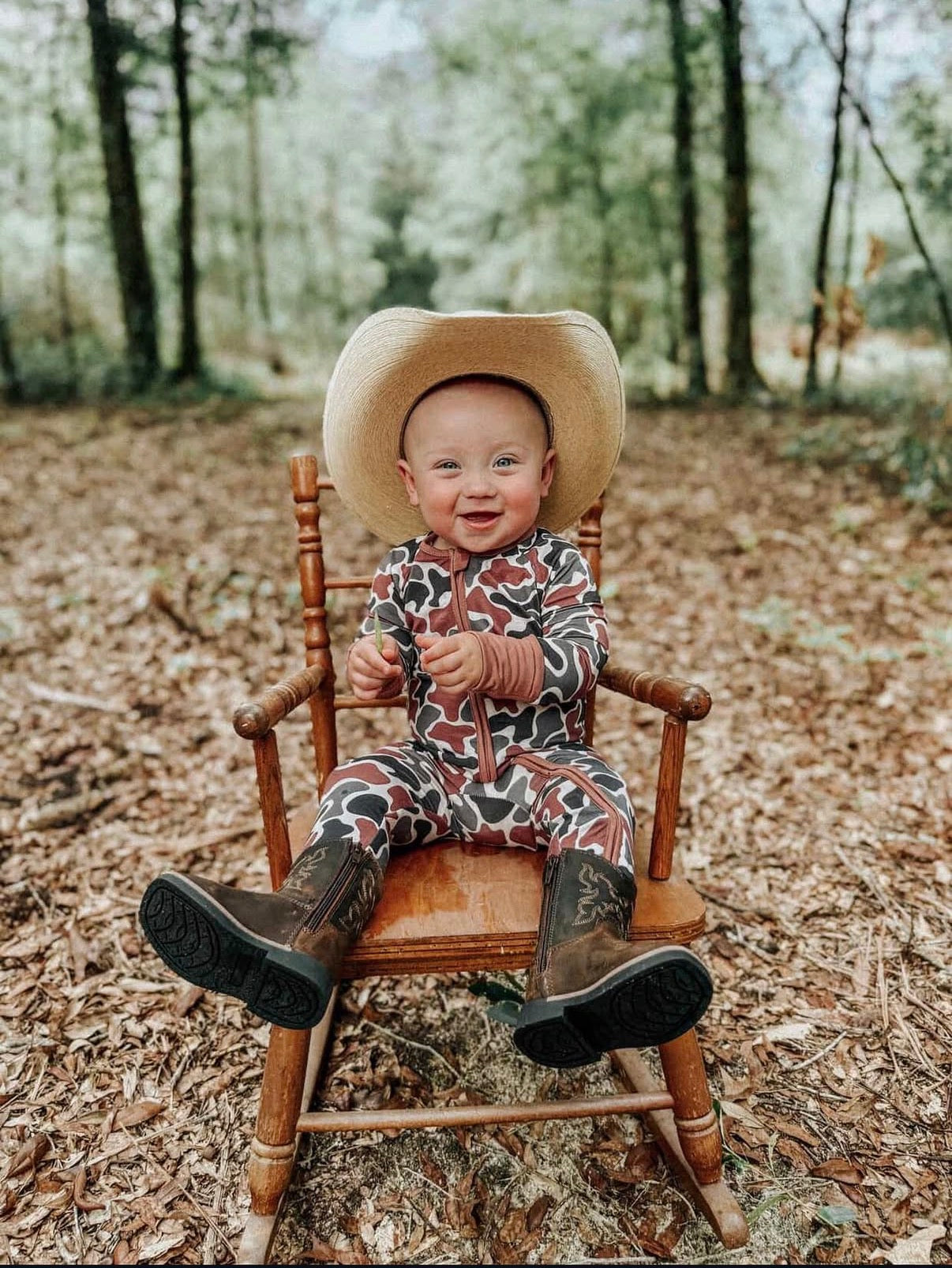 Wild Redz Old School Camo Bamboo Baby Onesie with zipper