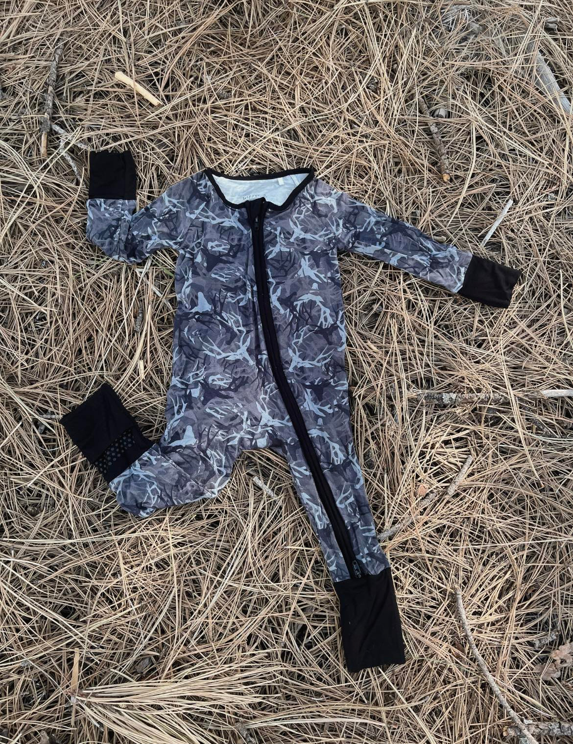 Wild Redz Signature Camo Black Bamboo Baby Onesie with zipper