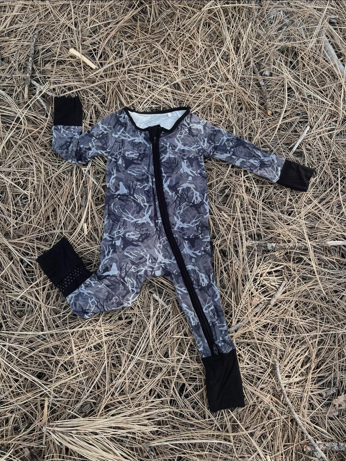 Wild Redz Signature Camo Black Bamboo Baby Onesie with zipper